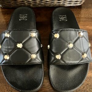 INC International Concepts Black Quilted Sandals